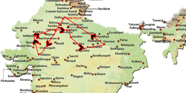 tourist map northern india